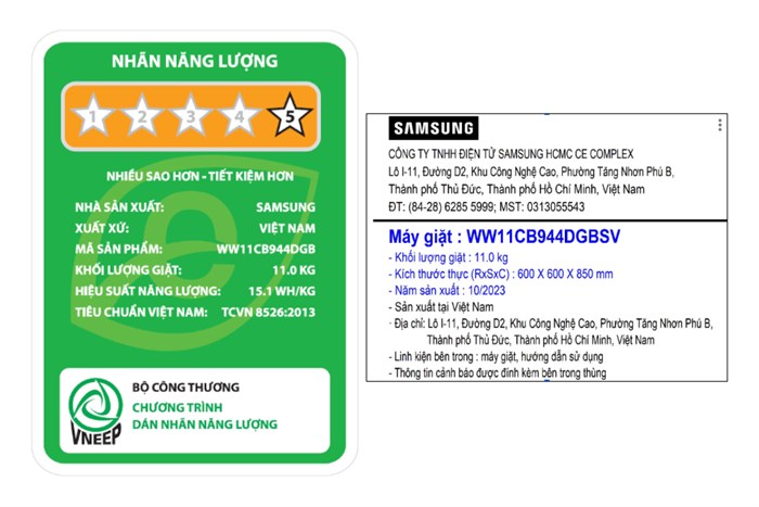 Máy Giặt Samsung Inverter 11 Kg WW11CB944DGBSV